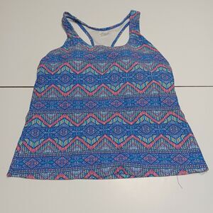 BCG Womens 12‎ Bustier Bikini Swim Top Blue Boho Stretch